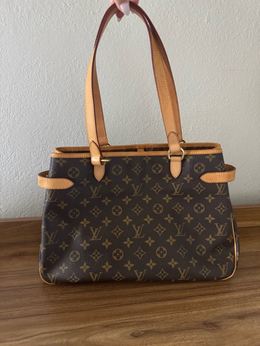 Louis Vuitton Brown Monogram Canvas Tote with Tan Vachetta Handles